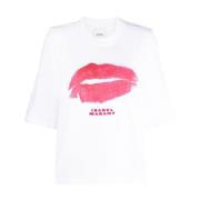 Isabel Marant Lips Motif Bomull T-shirt Vit White, Dam