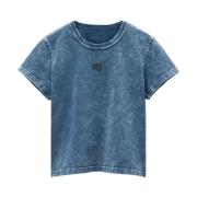 Alexander Wang Bomull Acid Wash Appliqué Logo T-shirts Blue, Dam