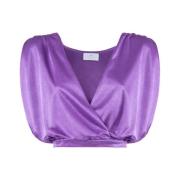 Nenette Cropped Jersey Skjorta Purple, Dam