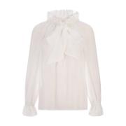 P.a.r.o.s.h. Vit Chiffongblus med Volanger White, Dam