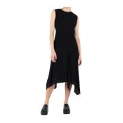 Acne Studios Svart Midi Crepe Klänning Black, Dam