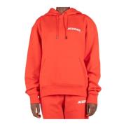 Jacquemus Hoodie Sweatshirt Klassisk Passform Ribbad Avslutning Red, D...