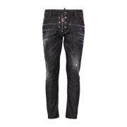 Dsquared2 Svart Tvättad Denim Slim Fit Jeans Black, Herr