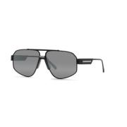 Philipp Plein Svart Silver Solglasögon Semi Matt Rök Black, Unisex