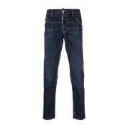 Dsquared2 Blekta Effekt Jeans med Framknapp Blue, Herr