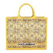 Dolce & Gabbana Gul Shopper Väska med Majolica Print Multicolor, Dam