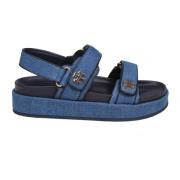 Tory Burch Denim Sneakers Sportig Sandal Jeans Blå Blue, Dam