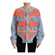 Dsquared2 Tweed Denim Jacka med Blå Accents Multicolor, Dam