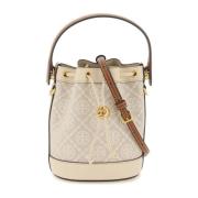 Tory Burch Monogram Mini Bucket Väska Beige, Dam