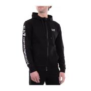 Emporio Armani EA7 Svart Zip Sweatshirt Set Män Bomull Black, Herr