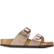 Birkenstock Beige Slip-On Tofflor för Kvinnor Beige, Dam