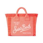 MC2 Saint Barth Rosa Fluo Mini Väska med Vit Jacquard Pink, Dam