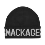 Mackage Svart Logo Beanie Mössa Black, Dam