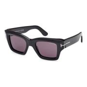 Tom Ford Fyrkantiga Svarta Solglasögon för Kvinnor Black, Dam