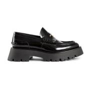 Alexander Wang Svart Lug Loafer med Guld Logo Black, Dam