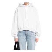 Alexander Wang Terry Hoodie med Puff Paint Logo Gray, Dam