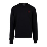 Ami Paris Svart Crew-neck Sweatshirt med Ikonisk Brodyr Black, Herr