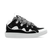 Lanvin Vit Svart Kant Läder Sneakers Black, Herr