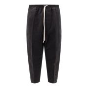 Rick Owens Svarta Bomullsbyxor Elastisk Midja Black, Herr