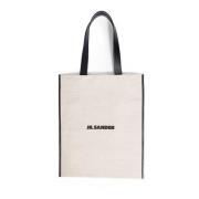 Jil Sander Canvas toteväska med läderdetaljer Beige, Herr