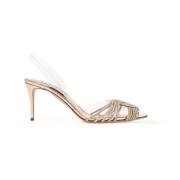 Aquazzura Kristallprydda Plexi Slingback Klackar Beige, Dam