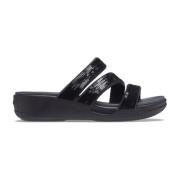 Crocs Paljett Strappy Kilklack Sandal Black, Dam