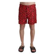 Dolce & Gabbana Röd Beachwear Boxershorts Stiligt Badkläder Multicolor...