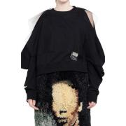 Undercover Svart Tulle Overlay Crewneck Sweater Black, Dam