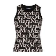 Max Mara Ärmfri Bomullstopp med Logotyptryck Multicolor, Dam