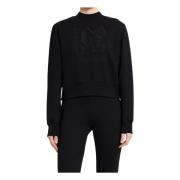 Palm Angels Svart Monogram Statement Cropped Sweatshirt Black, Dam