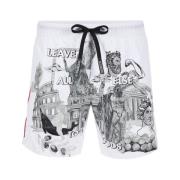 Iceberg Badshorts med logotyp och Roma-tryck White, Herr