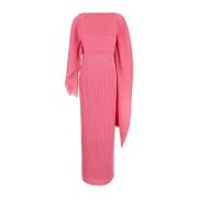 Solace London Rosa Veckad Chiffong Asymmetrisk Ärm Klänning Pink, Dam