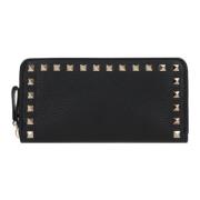 Valentino Garavani Svart Studded Zip-Around Plånbok Black, Dam