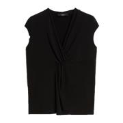 Max Mara Weekend Svart Ärmlös Draperad Topp Lyocell Jersey Black, Dam