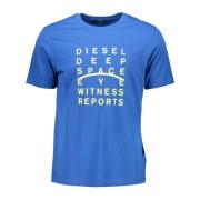 Diesel Blå Crew Neck T-shirt med Distinctive Print Blue, Herr