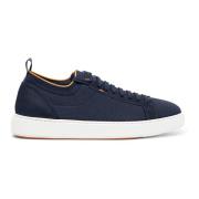 Santoni Stretch Knit Slip-On Sneaker Blue, Herr