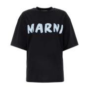 Marni Oversize Svart Bomull T-shirt Black, Dam