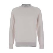 Eleventy Beige Merino Sweater Dubbel Krage Beige, Herr