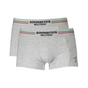 Aeronautica Militare Grå Bomulls Boxershorts Bi-Pack Gray, Herr