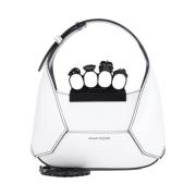 Alexander McQueen Ivory Jewelled Hobo Mini Väska White, Dam