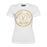 Versace Jeans Couture Tryckt T-shirt White, Dam