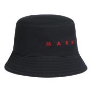 Marni gabardine bucket hat med broderat logotyp Black, Herr