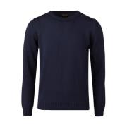 Stenströms Chunky Merino Wool Crew Neck Sweater Blue, Herr