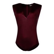 Blanca Vita Latex V-Neck Sweater Bordeaux Red, Dam