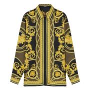 Versace Casual skjorta i svart mörk oliv guld Multicolor, Herr