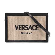 Versace Raffia Pouch med Läderdetaljer Beige, Herr