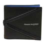 Alexander McQueen Svart Läder Bifold Plånbok Clutch Black, Herr