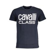 Cavalli Class Tryckt Logotyp Rund Hals T-shirt Blue, Herr