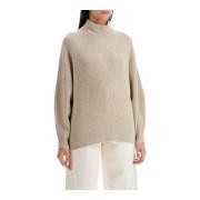 Brunello Cucinelli Glittrande Högkrage Tröja Beige, Dam