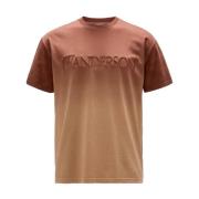 JW Anderson Brun Bomull Jersey Broderad T-shirt Brown, Herr